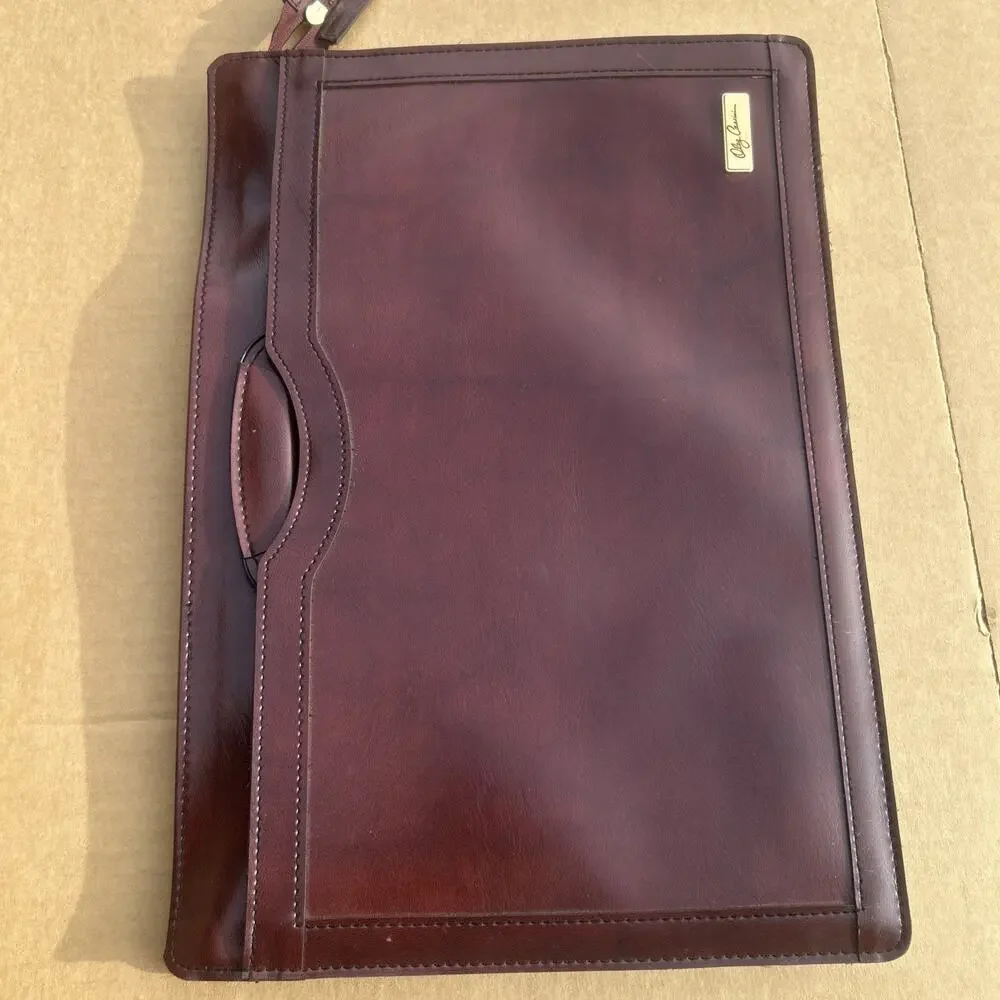 Vintage Oleg Cassini Brown Leather Look Portfolio Briefcase Organizer Taiwan